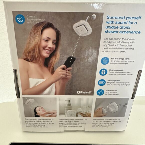Atomi Shower Head Bluetooth Speaker Wireless Play Music Rechargeable Removeable - Picture 4 of 4